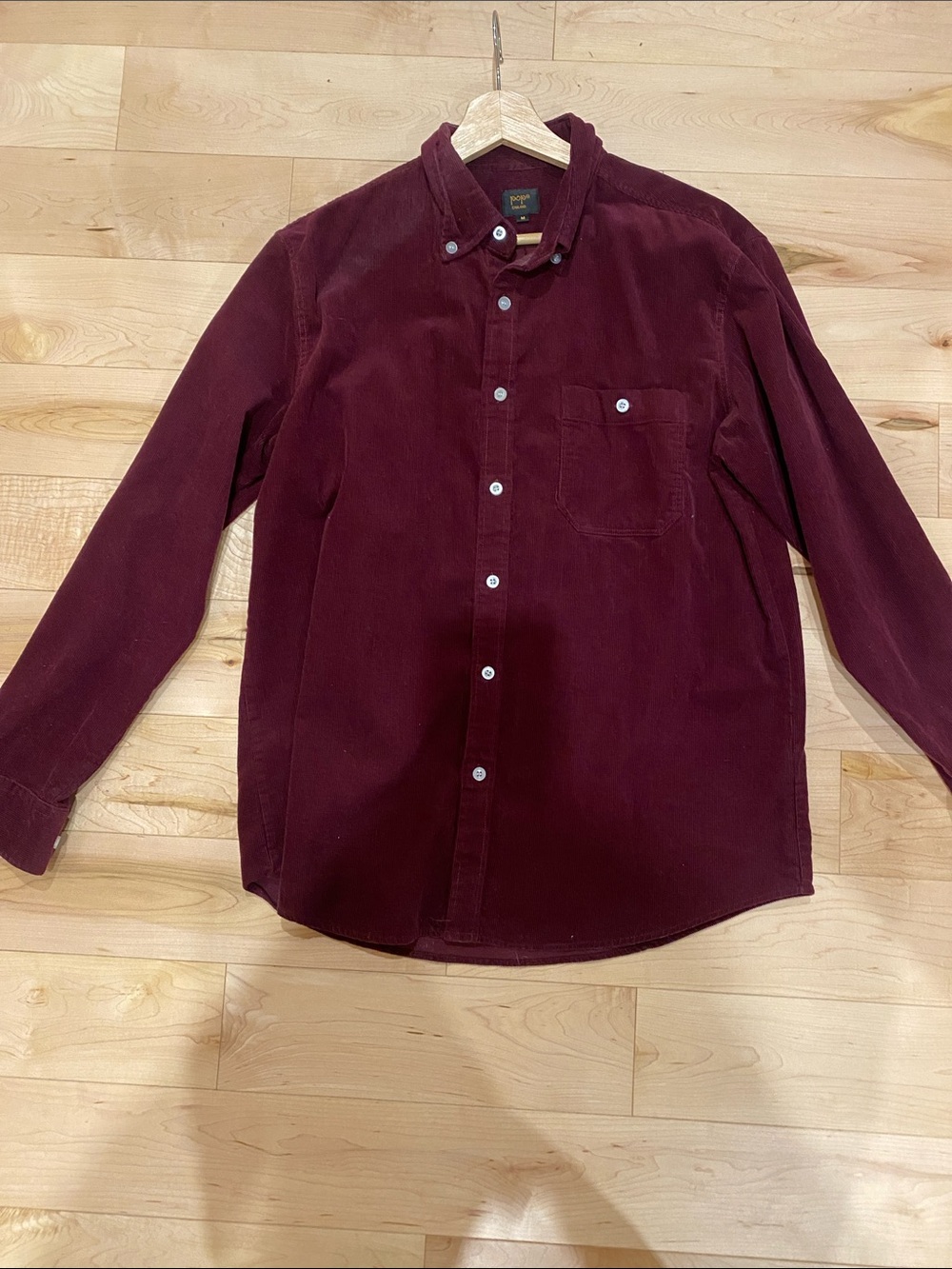 pop Men’s Corduroy Button-Down Shirt in Deep Wine